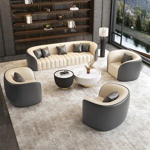 Sofá Modular de Cuero Personalizable con Asientos Profundos, Juego de Sofás para Sala de Estar en Varios Colores 1+<span class=keywords><strong>2</strong></span>+<span class=keywords><strong>3</strong></span>+4 para Apartamento, Hotel, Villa - Product Image 2