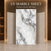 Plaque de marbre PVC MORLENX blanc, gris, or, effet UV, haute brillance, sans joint, pour projets muraux intérieurs de luxe