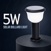 Lampe solaire de jardin 260LM LED 5W, corps en aluminium givré, IP65, lumière blanche chaude, montage en surface, pour allée, cour, patio