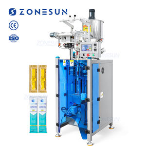 Machine de remplissage et de scellage automatique de sachets irréguliers ZONESUN ZS-FS240L, machine d'emballage VFFS pour gel énergétique en pâte - Product Image 1