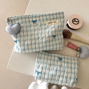 Meyou Fairy Plaid <b>Makeup</b> Bag Large Capacity Zipper Closure Cosmetic <b>Case</b> For Women Everyday Use Spring 2025 - Product Image 1