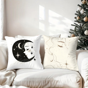 ผู้หญิงที่ดูสง่างามดุจเทพธิดา พร้อมดวงจันทร์และดวงดาวบนหมอนแสนสบาย ตกแต่งเทศกาลวันหยุดอย่างมีบรรยากาศ - Product Image 3