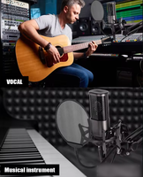 Microphone de studio professionnel portable X2 USB à condensateur cardioïde 3,5 mm avec bras articulé pour ordinateur, suppression du bruit 20Hz-20kHz