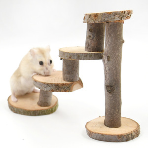 Wooden Climbing Stairs For <b>Small</b> Animals 18x7x15cm 4 <b>Steps</b> Durable Applewood <b>Ladder</b> Toy - Product Image 2