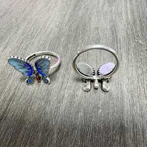 Chinese Style Vintage <b>Silver</b> Plated Enamel Butterfly <b>Ring</b> Women Girls Jewelry Ethnic Style Blue Insect <b>Adjustable</b> Opening <b>Rings</b> - Product Image 4