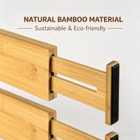 WHAMZ33 W Organiseur de tiroir de cuisine réglable en bambou (17-22") – Rangement extensible pour ustensiles, empilable et verni