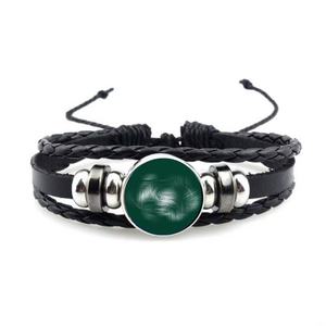 Pulseras Promocionales Retro de Cuero Trenzado Inspiradas en el Fútbol Americano con Gema y 32 Equipos, Multicapa, Venta al por Mayor - Product Image 2