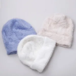 Bonnets en fourrure de lapin doux et chaud, bonnets d'hiver en peluche pour femmes