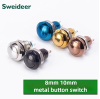 Sweideer Mini interrupteur momentané 8 mm, auto-réinitialisable, étanche, bouton poussoir de commande marche/arrêt, interrupteur à bouton poussoir métallique