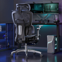 Chaise ergonomique multifonctionnelle inclinable en maille respirante, chaise de bureau pivotante à dossier ouvert avec hauteur de siège réglable et fonction 3D