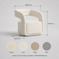 Fauteuil lounge en lin crème, base sculpturale postmoderne, dossier cannelé pour salon, personnalisable OEM ODM