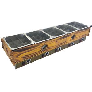 Nouvelle machine à Oden électrique professionnelle en acier inoxydable, cinq cylindres, 45 grilles, pour snacks japonais Oden, avec structure en bois - Product Image 2