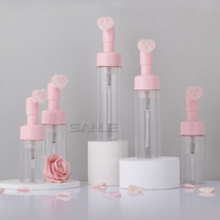 Flacon de shampoing pour cils en mousse de couleur personnalisée 80 ml 100 ml 120 ml 150 ml 200 ml 220 ml rose Emballage cosmétique avec brosse en forme de cœur