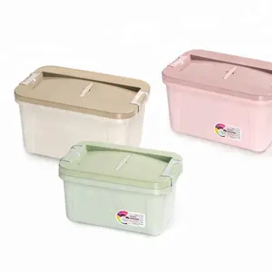 家用储物和组织衣物储物彩色12L塑料工具储物盒带轮子的容器