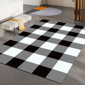Vente en gros de tapis à carreaux simple noir blanc bienvenue tapis de cuisine intérieur écologique pour <span class=keywords><strong>porte</strong></span> d'entrée - Product Image 1