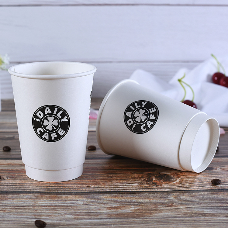ZJPACK 12oz Printed Biodegradable Disposable Custom logo Paper Coffee Cups Double Wall Cardboard Cup Paper Cup