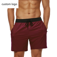 Op voorraad, op maat gemaakte logo's, snelle verzending, heren casual fit plus size ademende effen badshorts met achterzak