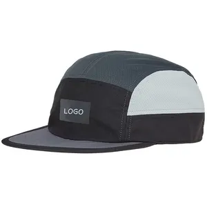 Gorra deportiva para correr de malla de ala plana suave sombrero, logotipo personalizado 7 Panel nylon liso ciclismo snapback puertos gorras