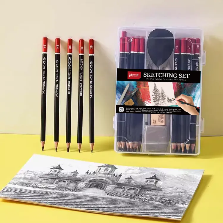 21-पीस ड्राइंग और स्केचिंग पेंसिल आर्ट सेट: ग्राफिक पेंसिल सेट ड्राइंग स्केचिंग सेट बच्चों की पेंटिंग के लिए स्केचिंग ड्राइंग किट