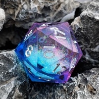 Dadu Resin Transparan Wonderland Quicksand Besar 35mm dengan Inti Cair, Dadu D20 Besar untuk Pecinta DND