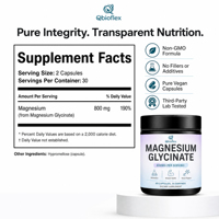 Capsules de glycinate de magnésium pur Qbioflex, directement de l'usine, pour la santé musculaire et le soutien du sommeil, complément alimentaire pour adultes