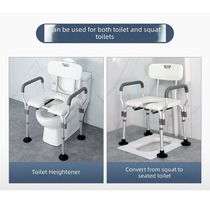 CE Medical Grade Anti-slip Aluminum Height Adjustable <b>Shower</b> <b>Chair</b> with Detachable Backrest for Elderly Bathroom Use 136KG - Product Image 3