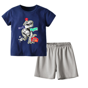 Combinaisons de sport scolaires pour enfants, garçons, comprenant un t-shirt rouge avec motif de dessin animé et un pantalon noir - Product Image 3