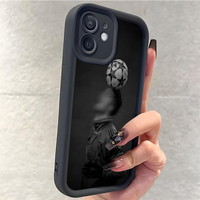 Coque de téléphone portable antichoc en TPU avec motif de joueur de football et design d'objectif en forme d'échelle pour iPhone 12 13 14 15 16 17 18 Pro Max