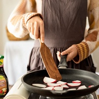 Spatule de cuisine en bois de teck, cuillère ajourée, ustensile de cuisson pour poêle antiadhésive, cuisson et salade