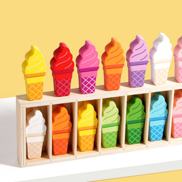 Custom Color Sorting Box Memory Games Ice Cream Matching Classification Puzzle Board Educational Toys for Kids Boys Girls