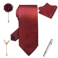 Ensemble de cravates pour garçons d'honneur de mariage, avec pochette de costume, épingle de revers et pince à cravate, accessoires de tenue formelle pour le père du marié et les frères, coffret cadeau