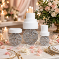 Support à gâteau classique en métal filigrané, présentoir à étages en acrylique orné de strass, 3 tailles 15-25 cm, décoration de table de dessert de mariage