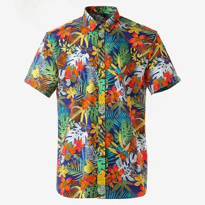 Großhandel benutzer definierte Flora Design Sublimation gedruckt Kurzarm Button-Down-Casual-T-Shirts Hawaii-Shirts für Männer