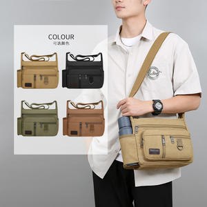 YZ1704กระเป๋าสะพายข้างผ้าใบความจุขนาดใหญ่ของผู้ชายกระเป๋าสะพายอเนกประสงค์สำหรับเดินทางทุกวันสีทึบ - Product Image 5