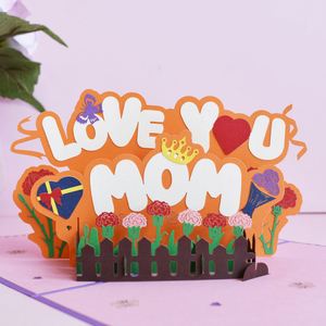 Carte de vœux en papier découpé fait main pour « J'aime maman » - Cartes de vœux 3D pop-up - Product Image 2