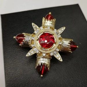 여성용 라인 석 크로스 브로치 핀 금속 브로치 빈티지 클립 쥬얼리 - Product Image 2