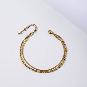 Pulseras de Cadena de Serpiente de Acero Inoxidable con Baño de Oro PVD de 18K |   Diseños Ajustables de Una y Dos Capas |   Joyería de Moda Resistente al Agua - Product Image 1