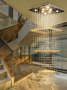 Candelabro de cristal grande de lujo moderno, lámpara colgante de escalera larga para el hogar, habitación, Villa, luces colgantes de diseño contemporáneo - Product Image 3
