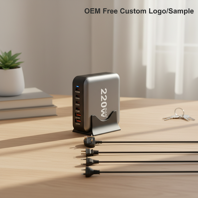 Wholesale 220W GaN 3 Desktop Charger 6 Port USB C Charging Station PD 100W EU UK US Plug for Laptop Smartphone Smart Devices