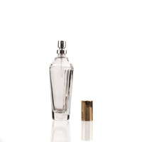Flacon de parfum rectangulaire en verre de 50 ml, design personnalisé, bouchon doré, pompe anti-fuite, impression sérigraphique pour applications de brume