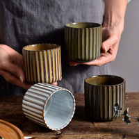 Taza de Té de Cerámica Estilo Japonés para Sushi, Resistente a Altas Temperaturas, Apta para Microondas, con Esmalte Cambiante al Horno, Diseño Retro