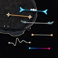 2025 plomb l'acier inoxydable Cool industriel haltère barre d'oreille Piercing Cartilage boucle d'oreille boîte d'expédition bijoux en gros