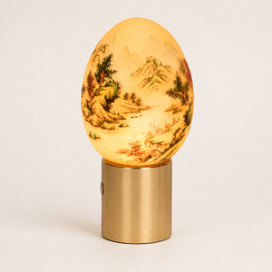 Rechargeable <b>Touch</b> Table <b>Lamp</b> Hand Painted Egg Shape Ambient Light with Gold Metal Base for Bedroom Restaurant Hotel Decor - Product Image 1