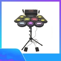 Instrument de Percussion de Jeu de Tambour Électronique Portable Pliable en Silicone Portable pour Table de Pratique Débutant Tambour Électronique