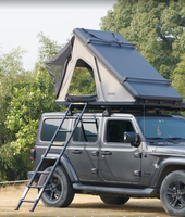 RAYCIN Tente de toit portable à coque rigide en aluminium noir pour SUV compact idéale pour les escapades du week-end