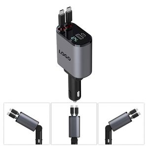 PD Mobile Fast Car Charger Portable 4 in 1 <b>USB</b> and <b>Type</b> <b>C</b> Port Retractable Car Charger Adapter with <b>Cable</b> - Product Image 1