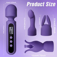 Zauberstab-Vibrator-Sets, Erotikspielzeug mit 3 Aufsätzen für Klitoris, G-Punkt, Eichel, Klitoris-Stimulator, Realistischer Dildo mit LCD-Display