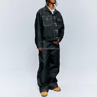 Vêtements Tenues Personnalisées Ensembles Blouson en Jean Brodé Pantalons en Jean Amples et Épais pour Hommes