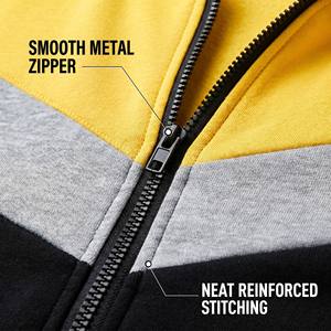Felpa con Cappuccio Personalizzata 320GSM Gialla Grigia Nera a Tre Colori con Zip Integrale, Stile Streetwear Slim Fit per Uomo - Product Image 2