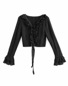 Top Corto Chic para Mujer con Lazo Delantero para un Estilo Elegante - Product Image 2